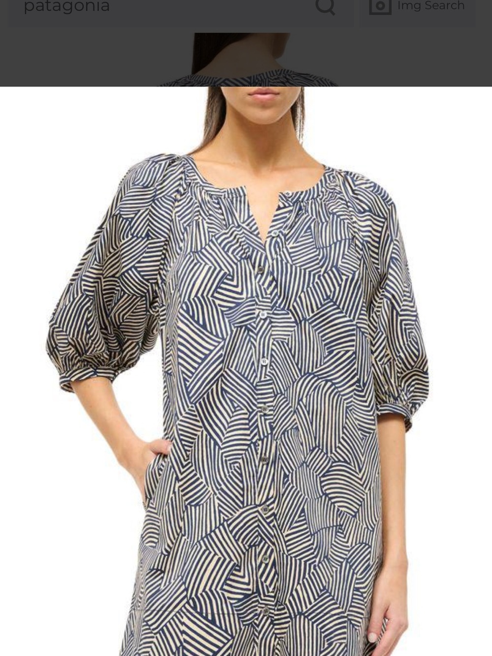 LIKE NEW STAUD VINCENT mini dress - -Navy and Cream Geometric